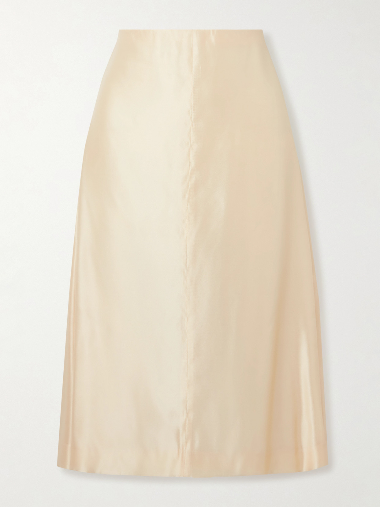 Khaite Nania Satin-twill Midi Skirt In Neutral