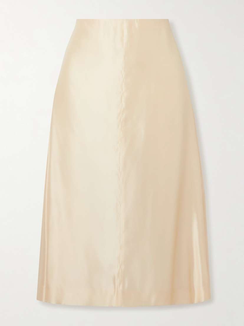 Khaite Nania Satin-twill Midi Skirt