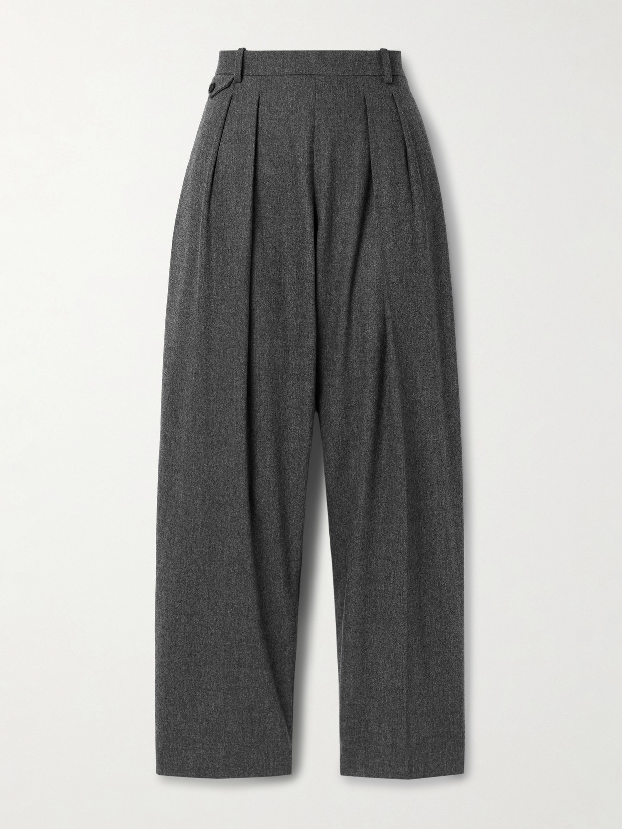 Khaite Dugan Pleated Wool Tapered Pants In Gray