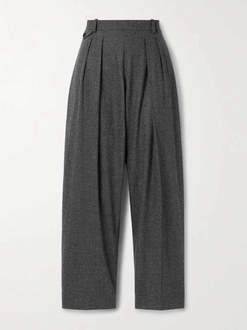 Khaite Dugan Pleated Wool Tapered Pants