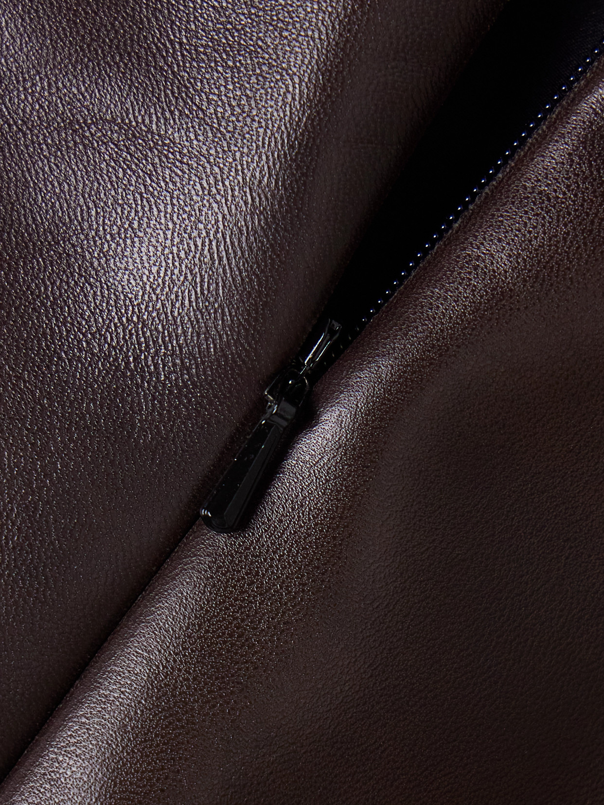 Khaite Jett Leather Mini Skirt In Brown