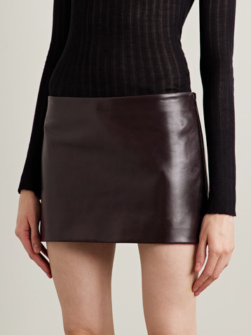 KHAITE Jett leather mini skirt