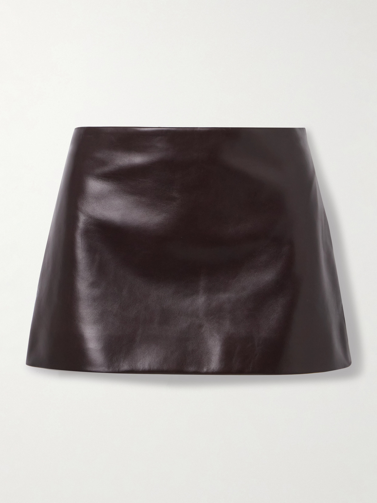Khaite Jett Leather Mini Skirt In Brown