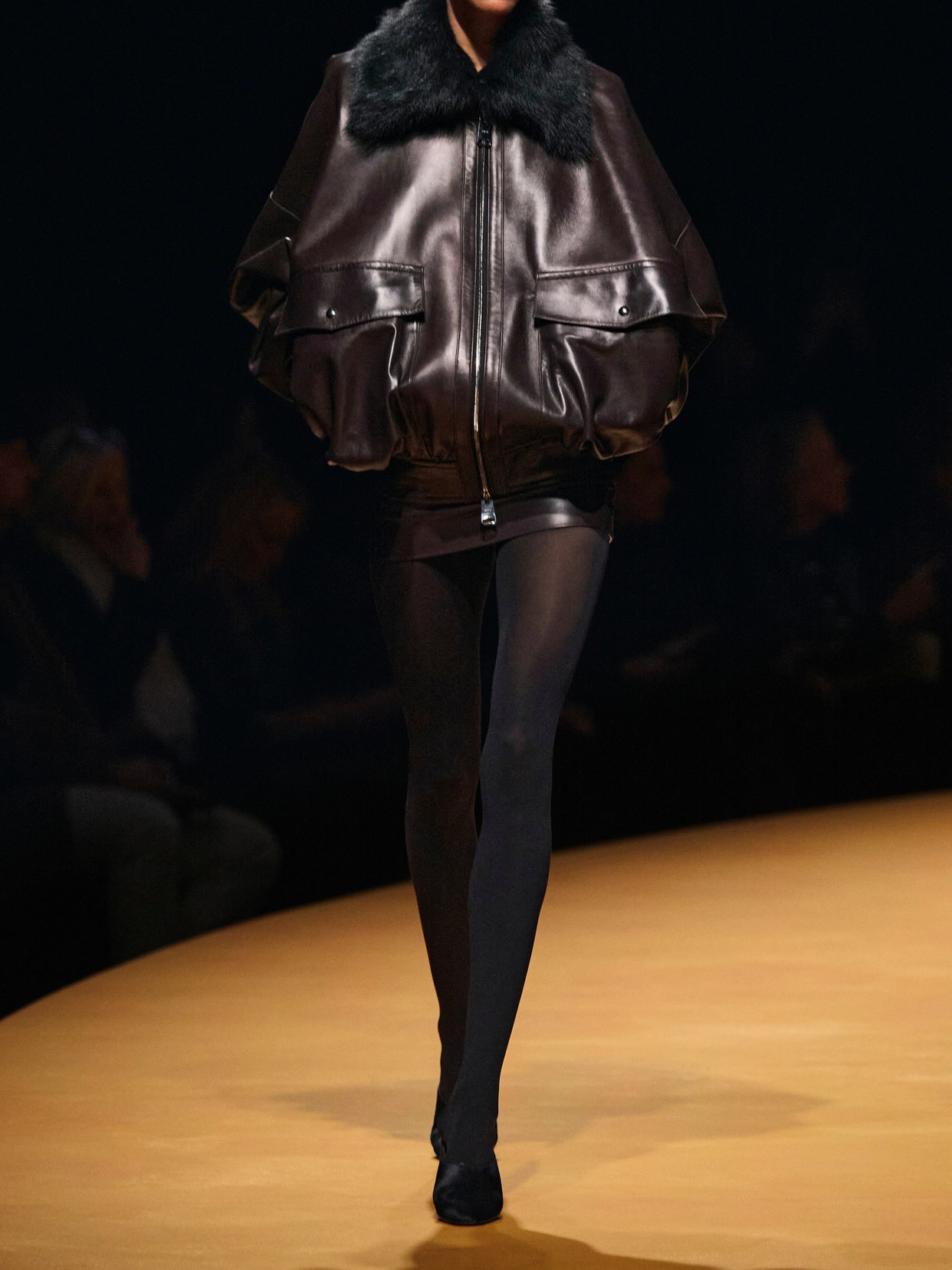 Khaite Jett Leather Mini Skirt In Brown