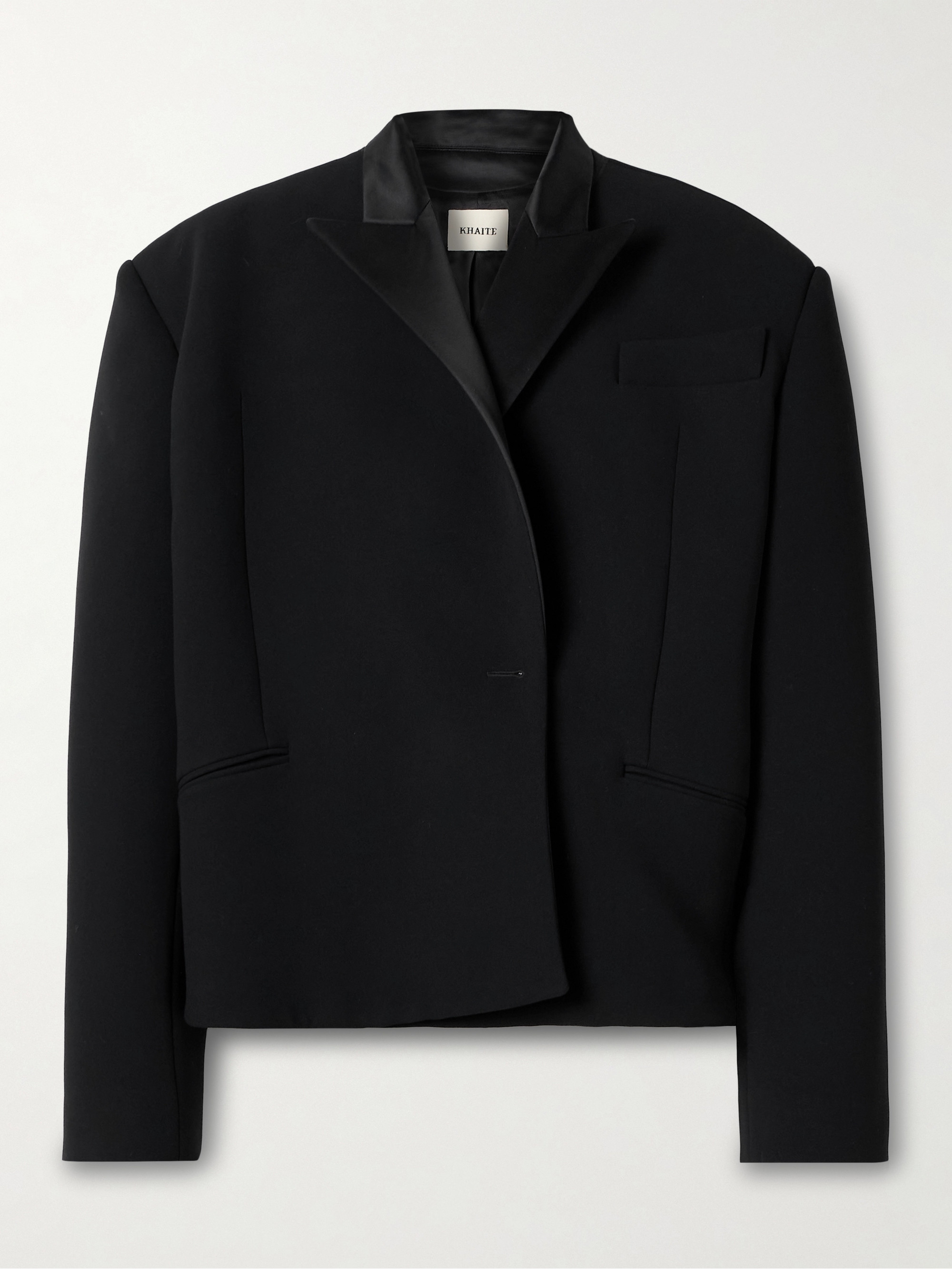 KHAITE Comair cropped satin-trimmed crepe blazer