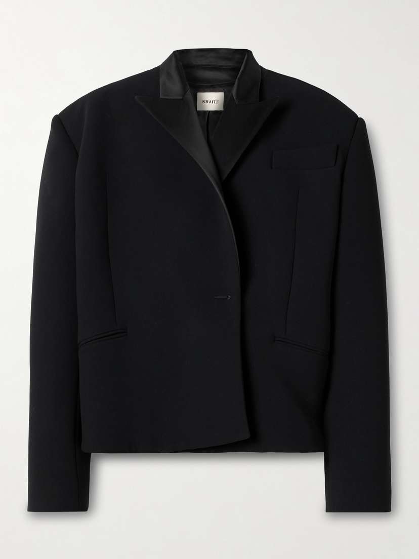 Khaite Comair Cropped Satin-trimmed Crepe Blazer