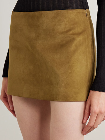 KHAITE Jett suede mini skirt