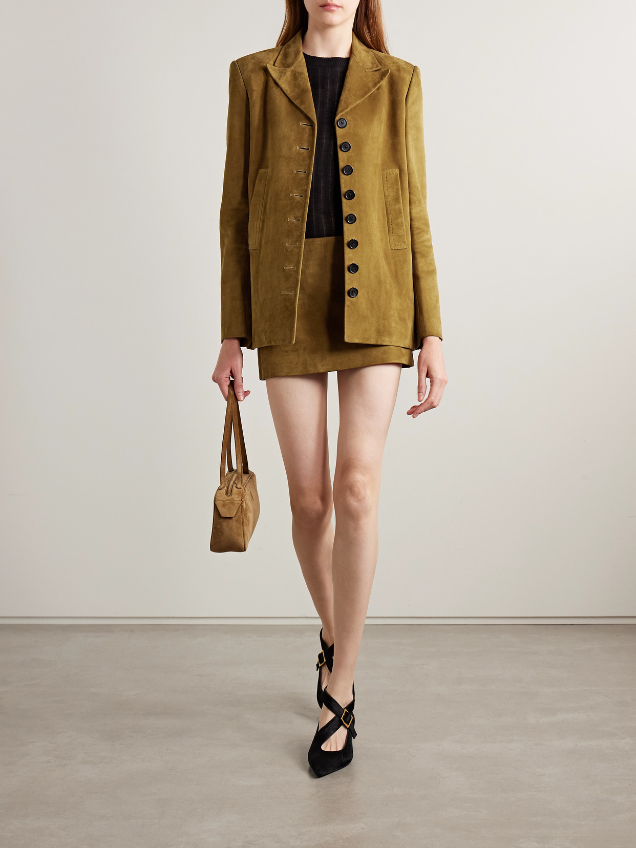 Khaite Jett Suede Mini Skirt In Brown