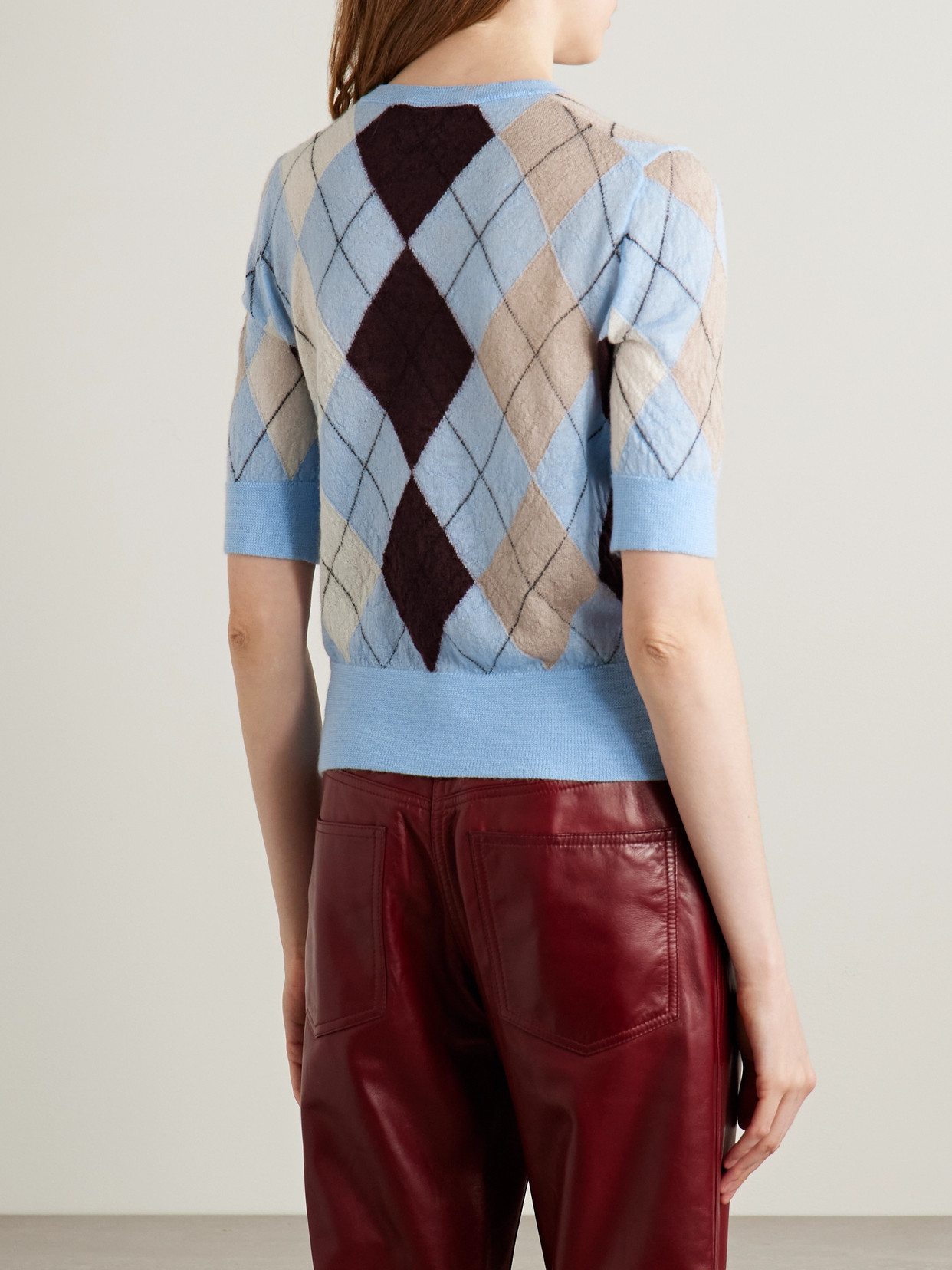 Khaite Anders Argyle Cashmere And Mohair-blend Sweater In Blue