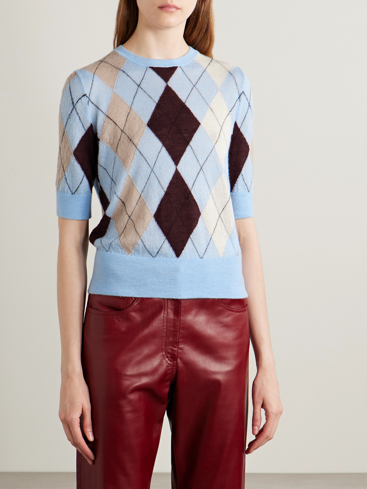 Khaite Anders Argyle Cashmere And Mohair-blend Sweater In Blue