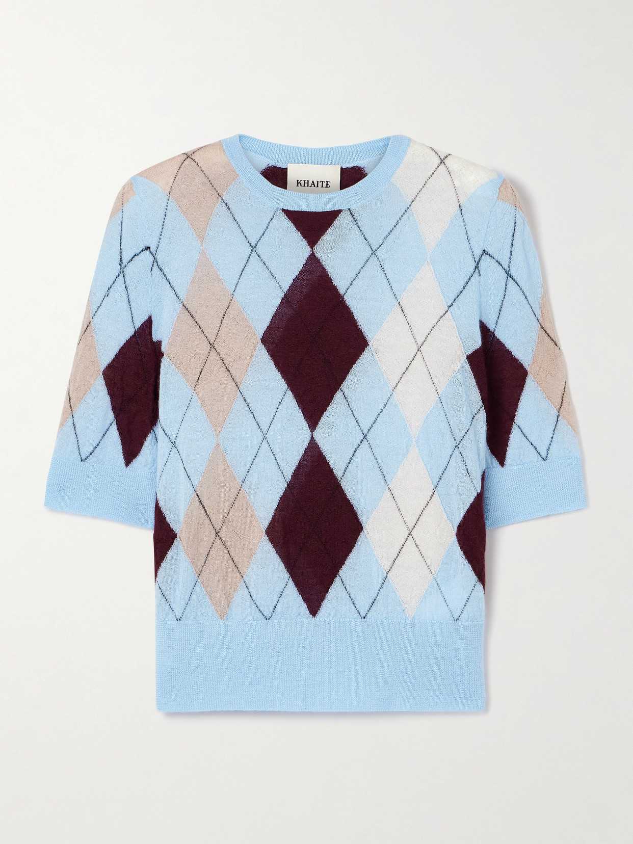 Khaite Anders Argyle Cashmere And Mohair-blend Sweater In Blue