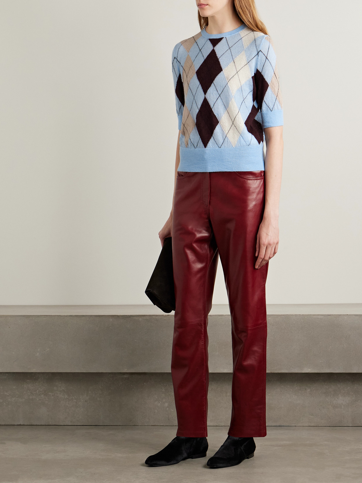 Khaite Anders Argyle Cashmere And Mohair-blend Sweater In Blue