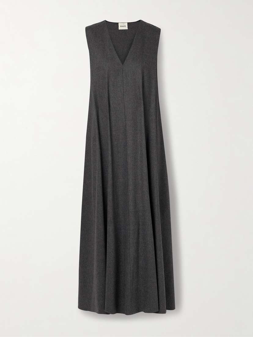 Khaite Syd Pleated Wool Midi Dress