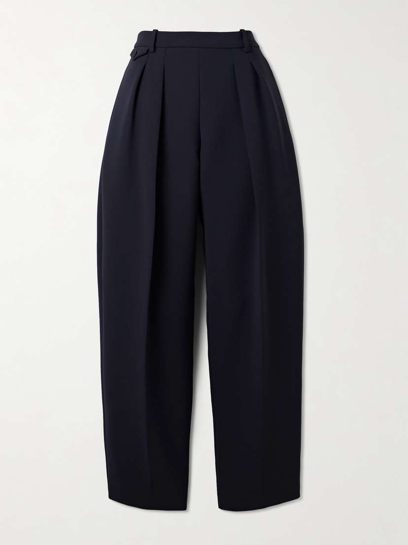 Khaite Dugan Pleated Crepe Tapered Pants