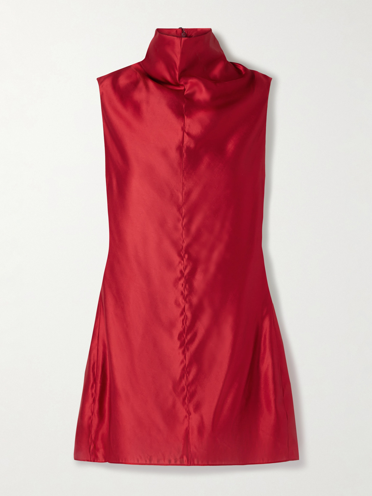 Khaite Daria Satin-crepe Turtleneck Mini Dress In Red