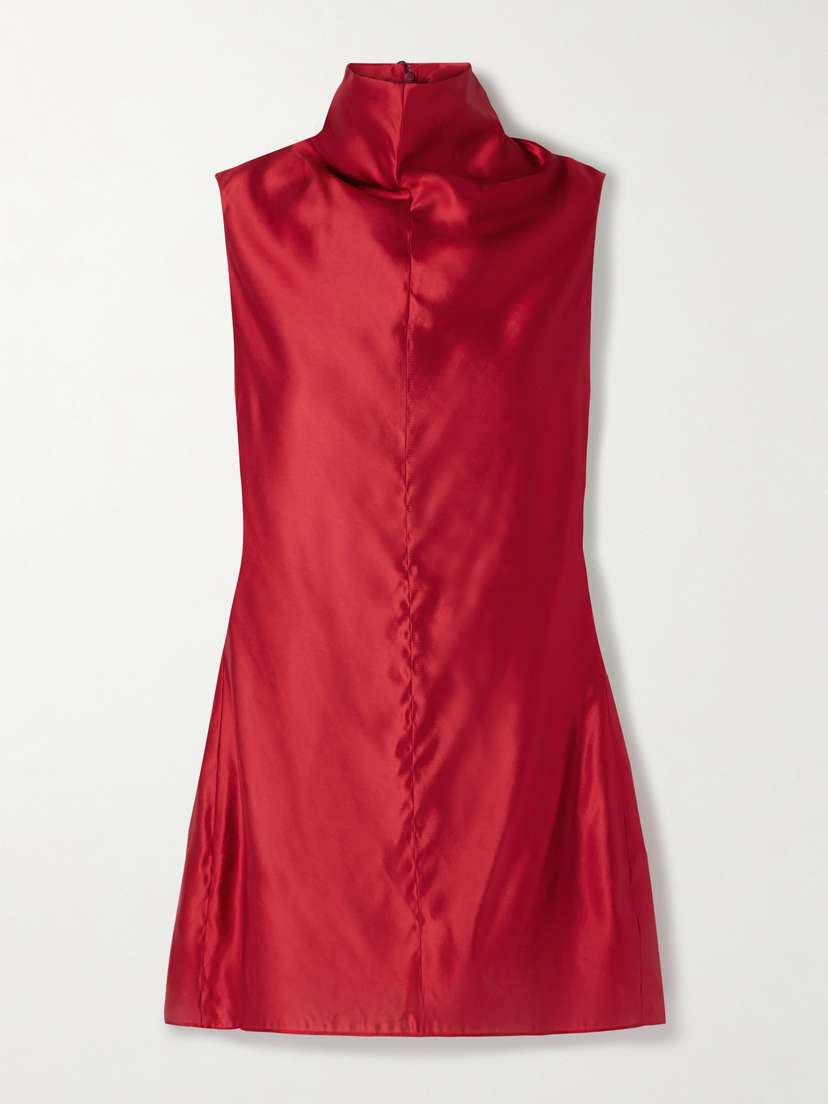 Khaite Daria Satin-crepe Turtleneck Mini Dress
