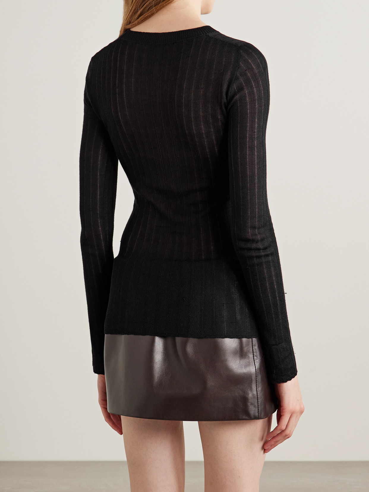 Khaite Elm Ribbed Silk And Wool-blend Top In Black