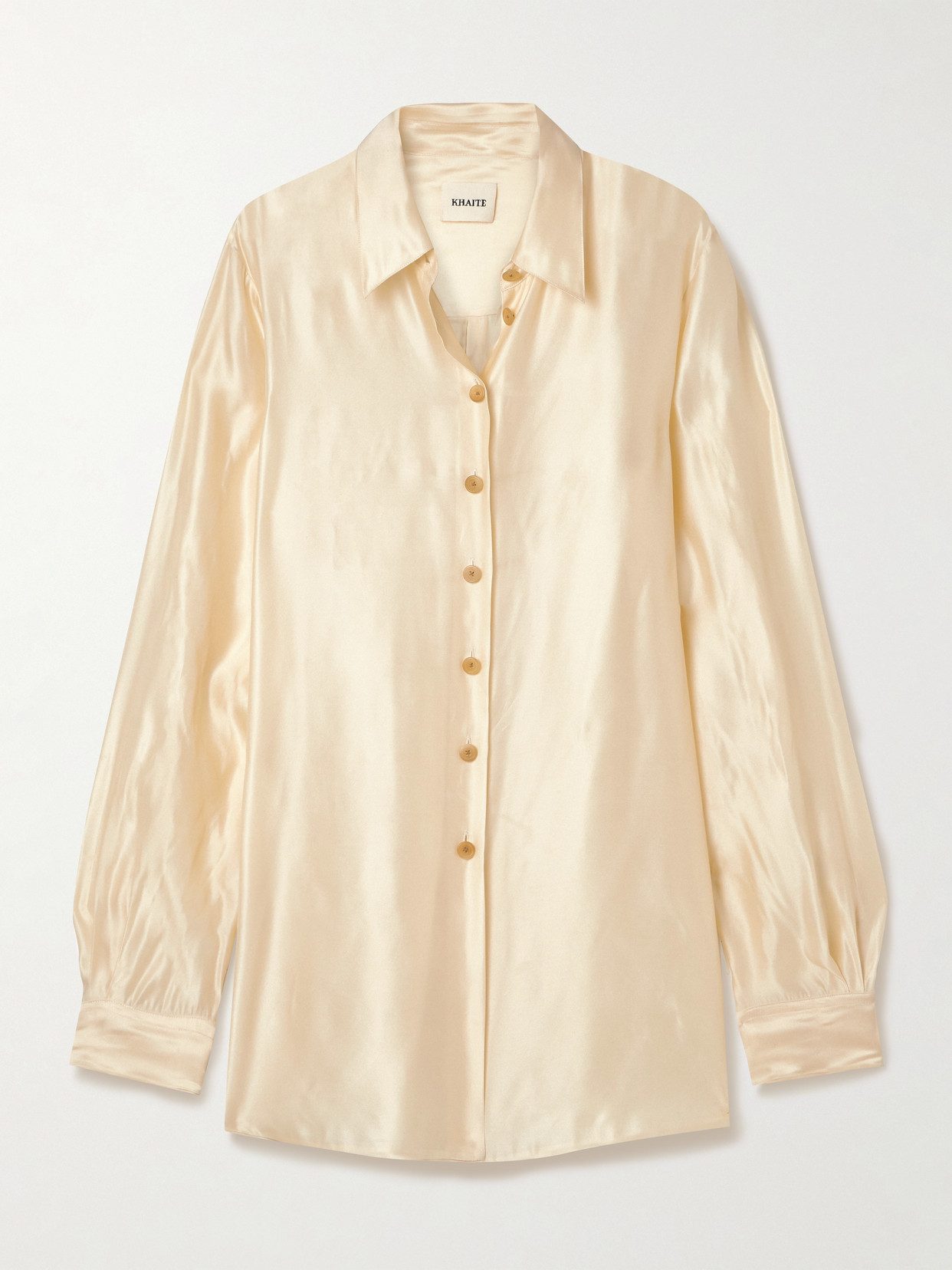 Khaite Auryn Satin-twill Shirt In Neutral