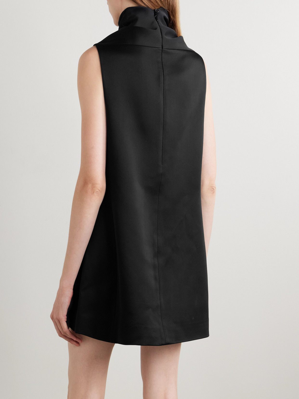 Khaite Daria Satin-crepe Turtleneck Mini Dress In Black