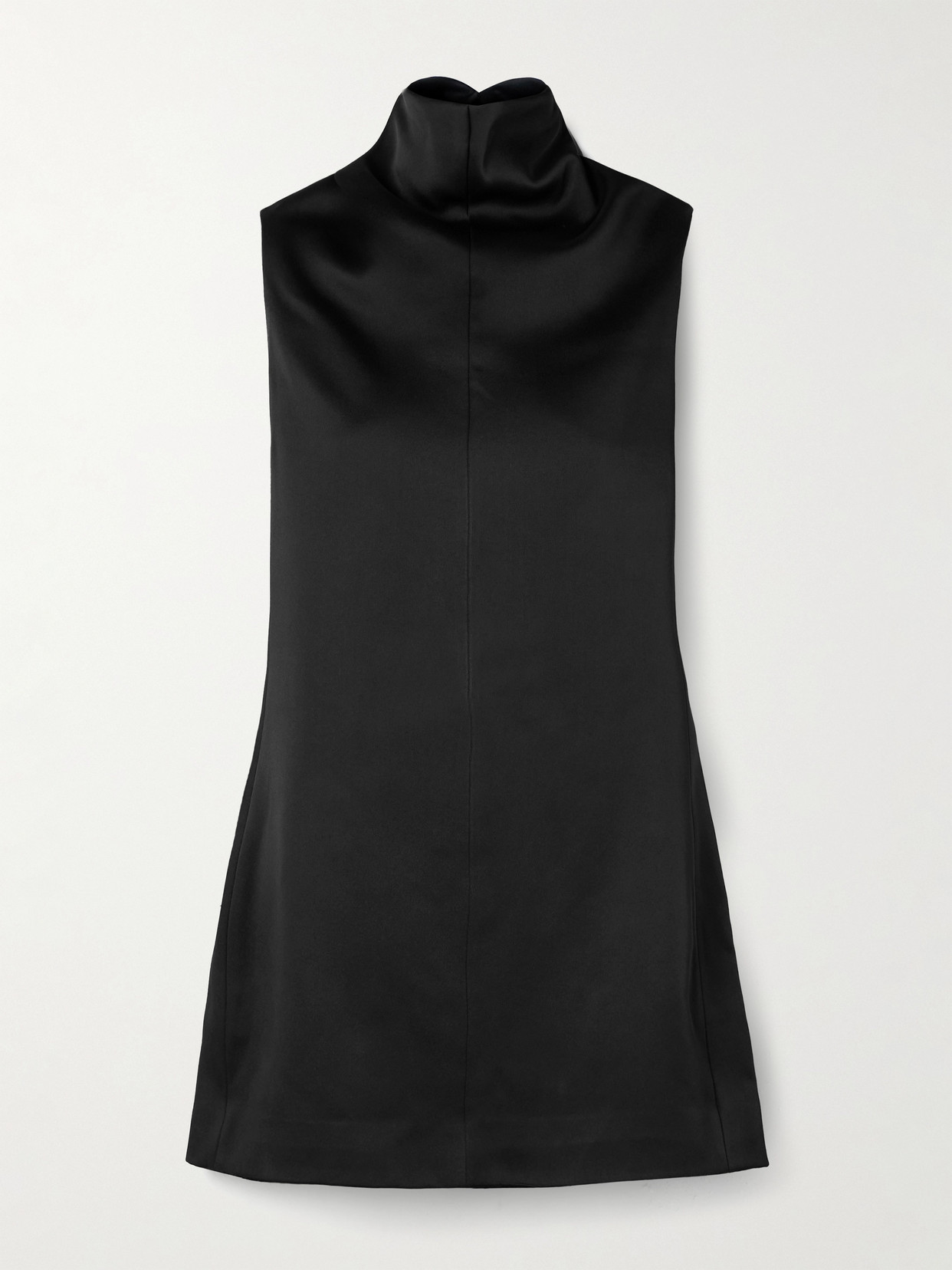 Khaite Daria Satin-crepe Turtleneck Mini Dress In Black