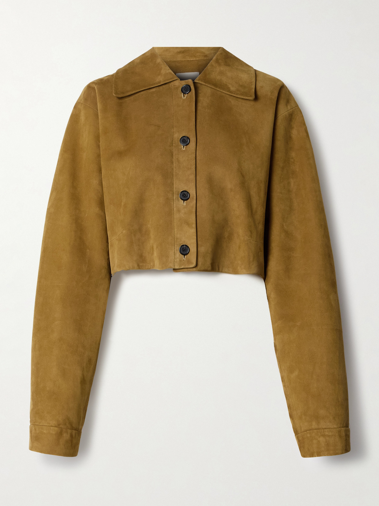 Khaite Sue Cropped Suede Jacket In Brown