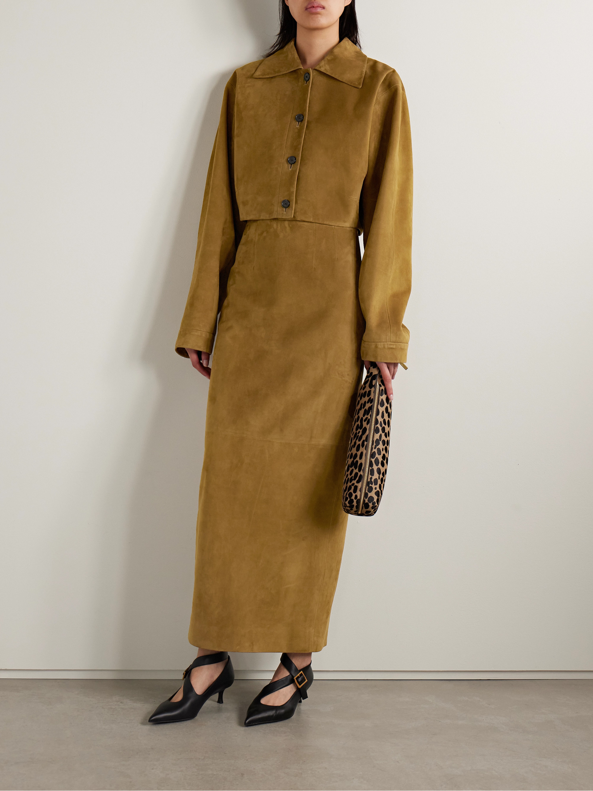 KHAITE Sue cropped suede jacket