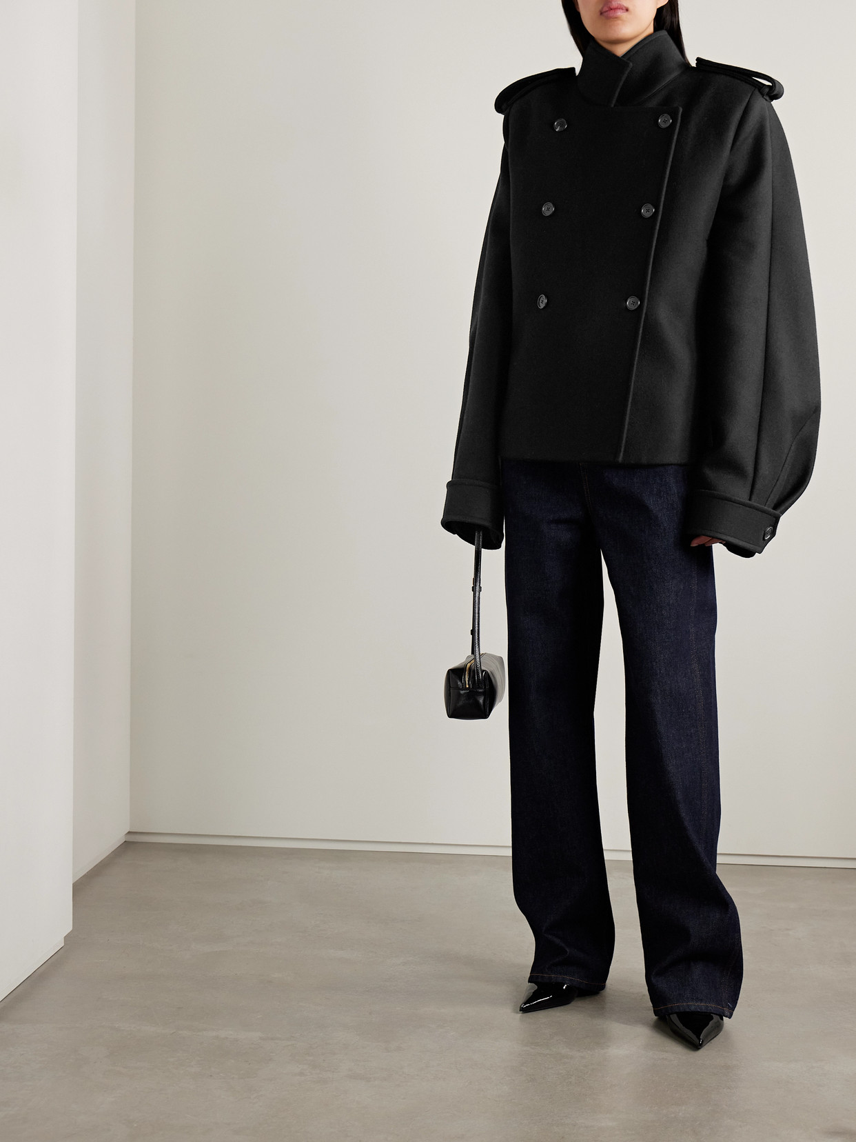 Khaite Dean Double-breasted Wool-blend Coat In Black