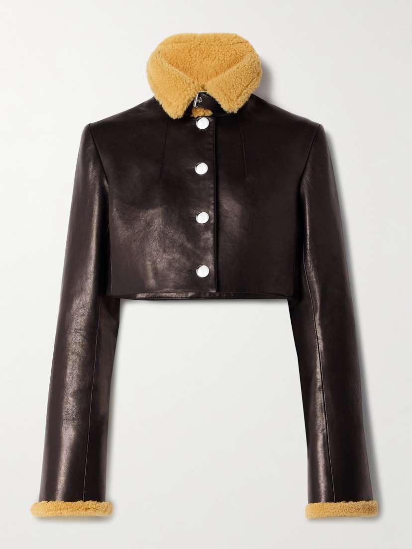 Khaite Jodie Cropped Shearling-trimmed Leather Jacket