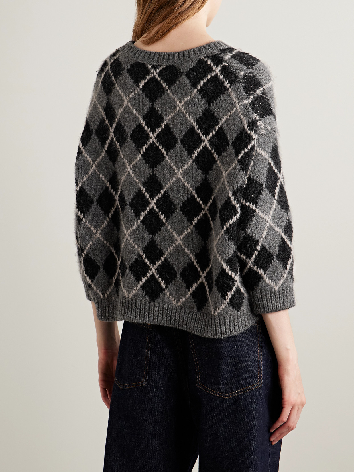 Khaite Colt Argyle Cashmere-jacquard Sweater In Gray