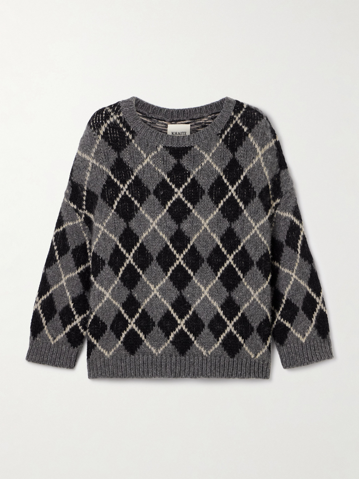Khaite Colt Argyle Cashmere-jacquard Sweater In Gray