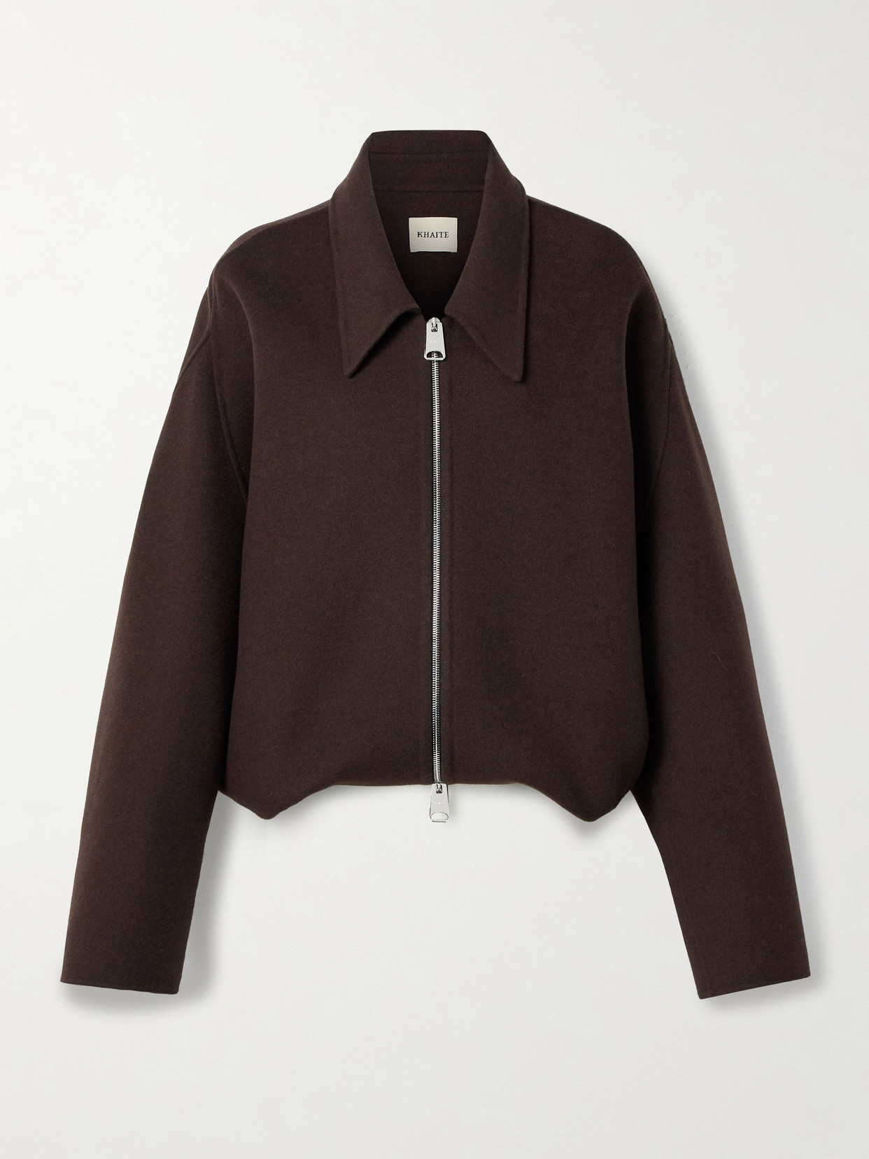 Khaite Odin Oversized Wool Bomber Jacket In Brown