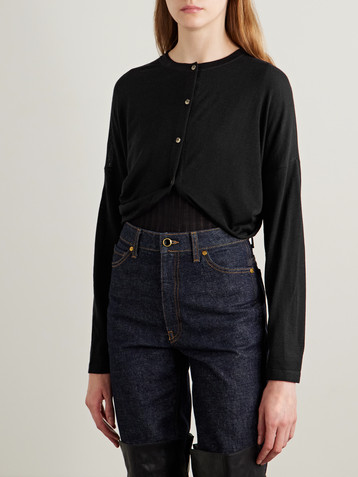 KHAITE Finn cropped merino wool cardigan