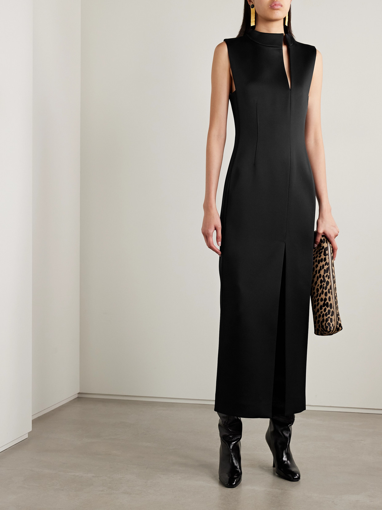 Khaite Lowen Satin-crepe Midi Dress In Multi