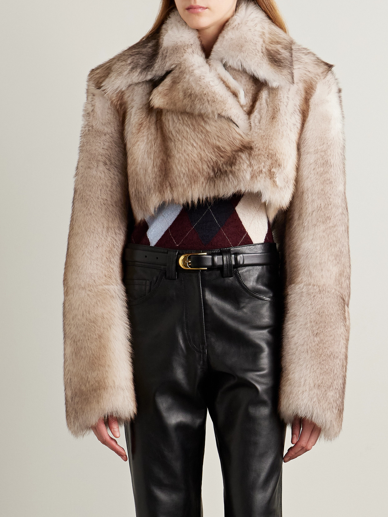 Khaite Stallone Cropped Shearling Jacket In Brown