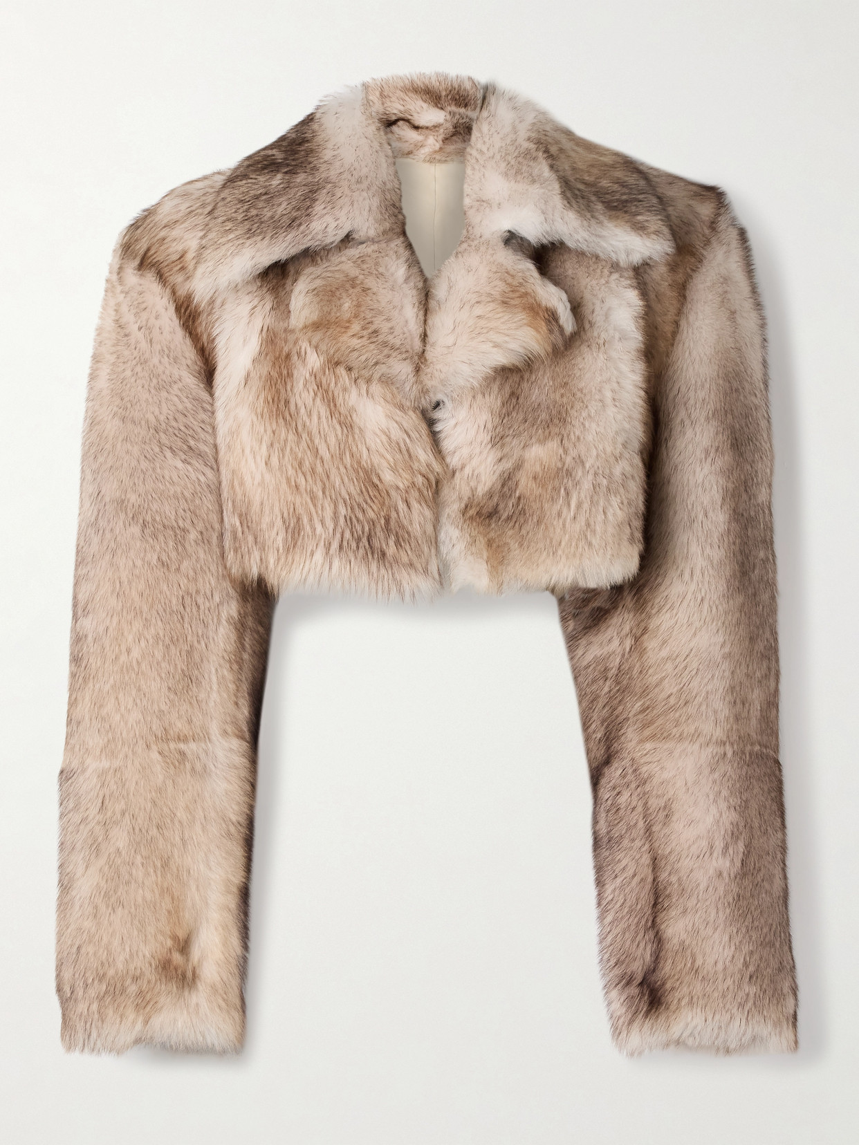 Khaite Stallone Cropped Shearling Jacket In Brown