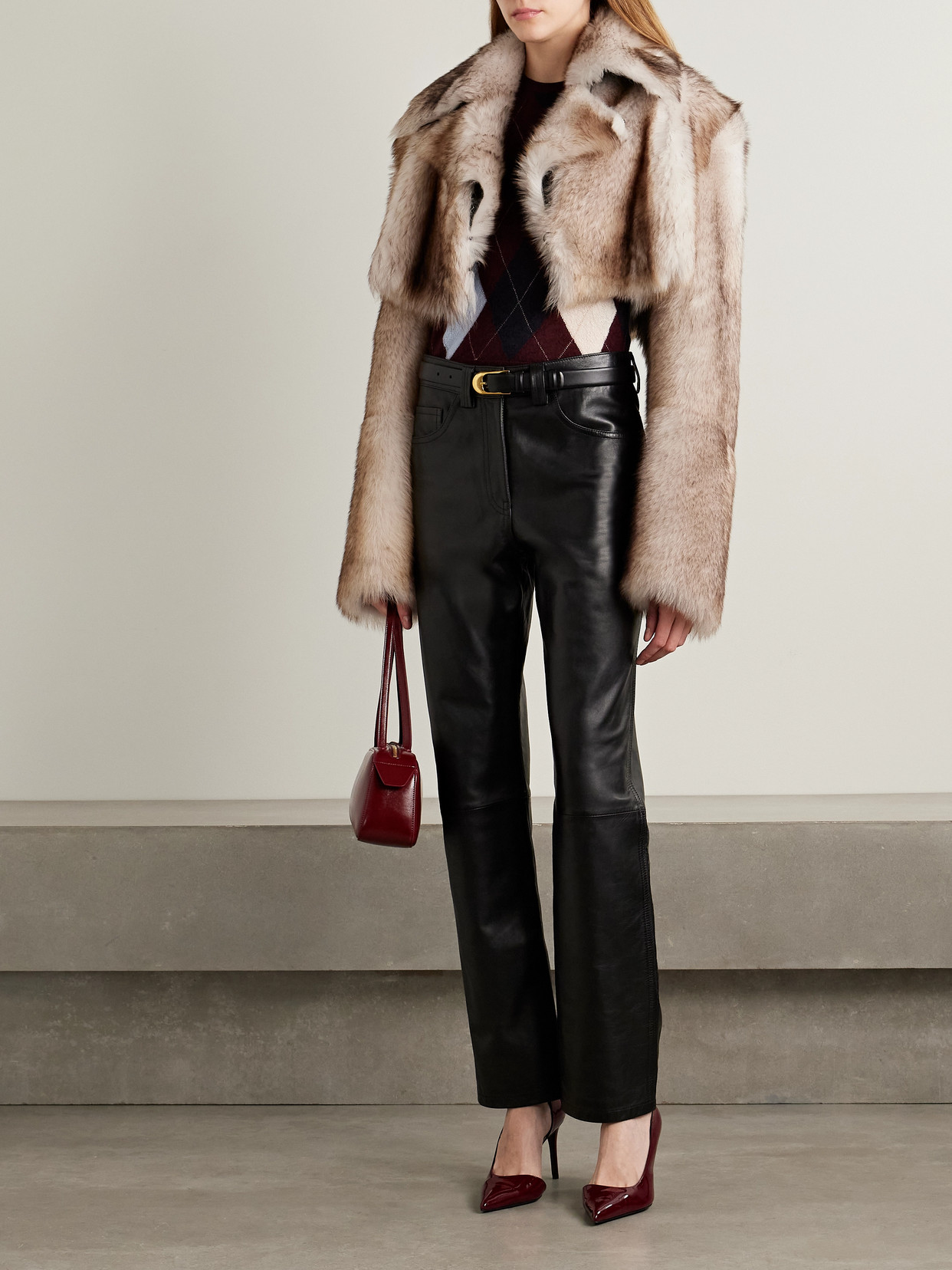 Khaite Stallone Cropped Shearling Jacket In Brown