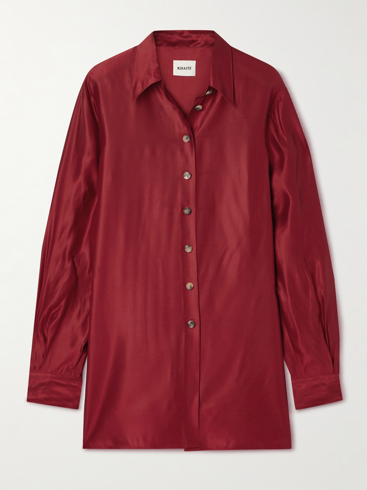 Khaite Auryn Satin-twill Shirt In Burgundy