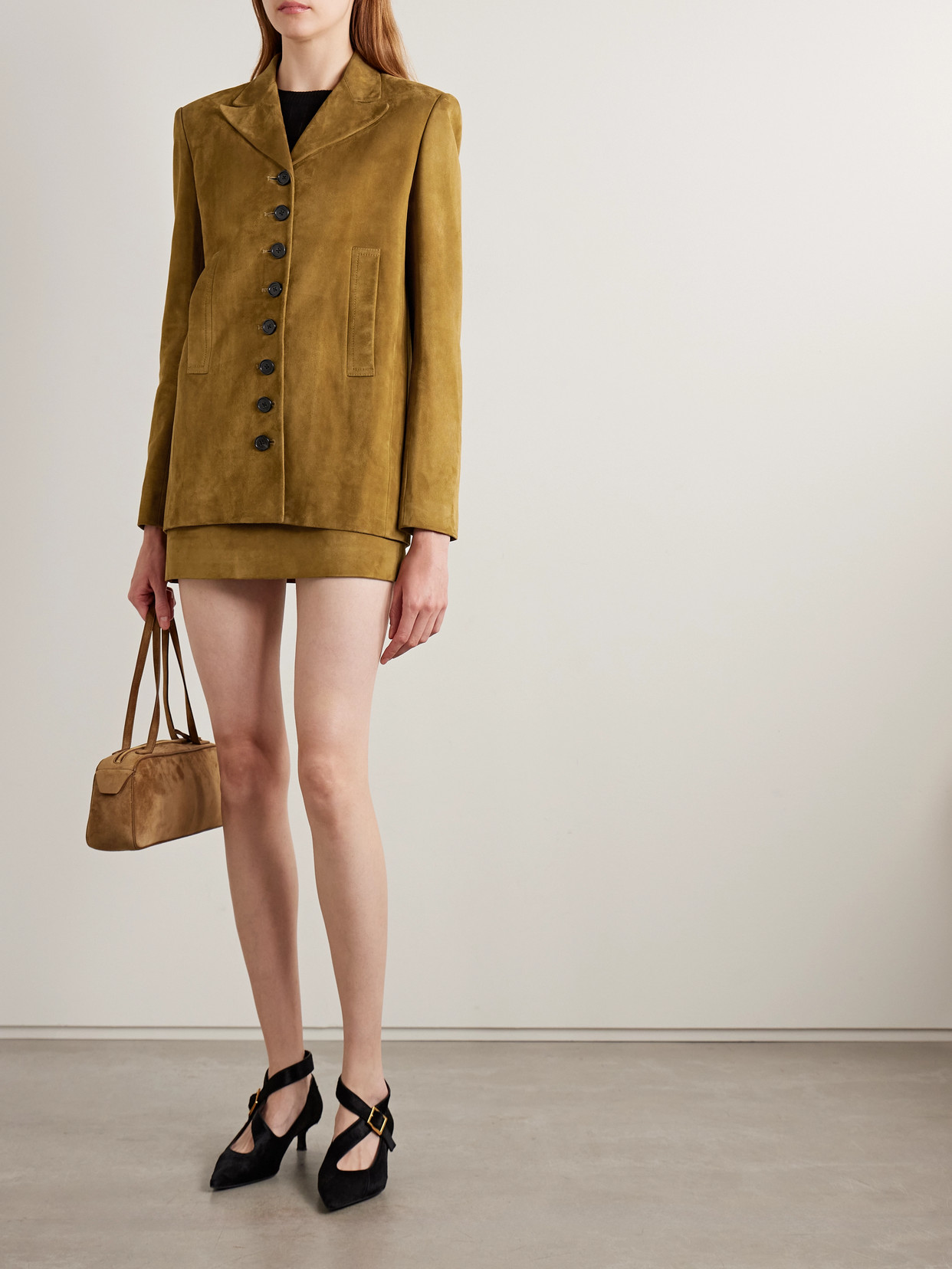 Khaite Saraphina Suede Jacket In Brown