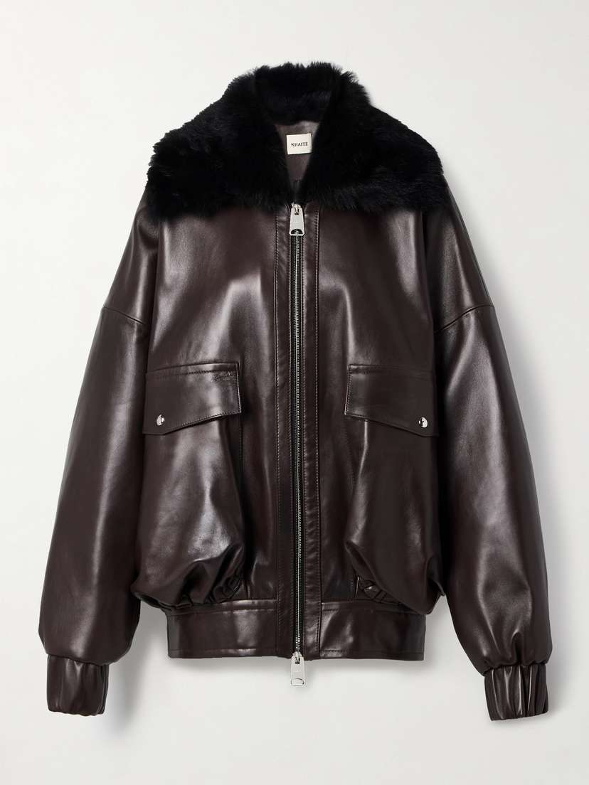 Khaite Daemon Oversized Shearling-trimmed Leather Jacket