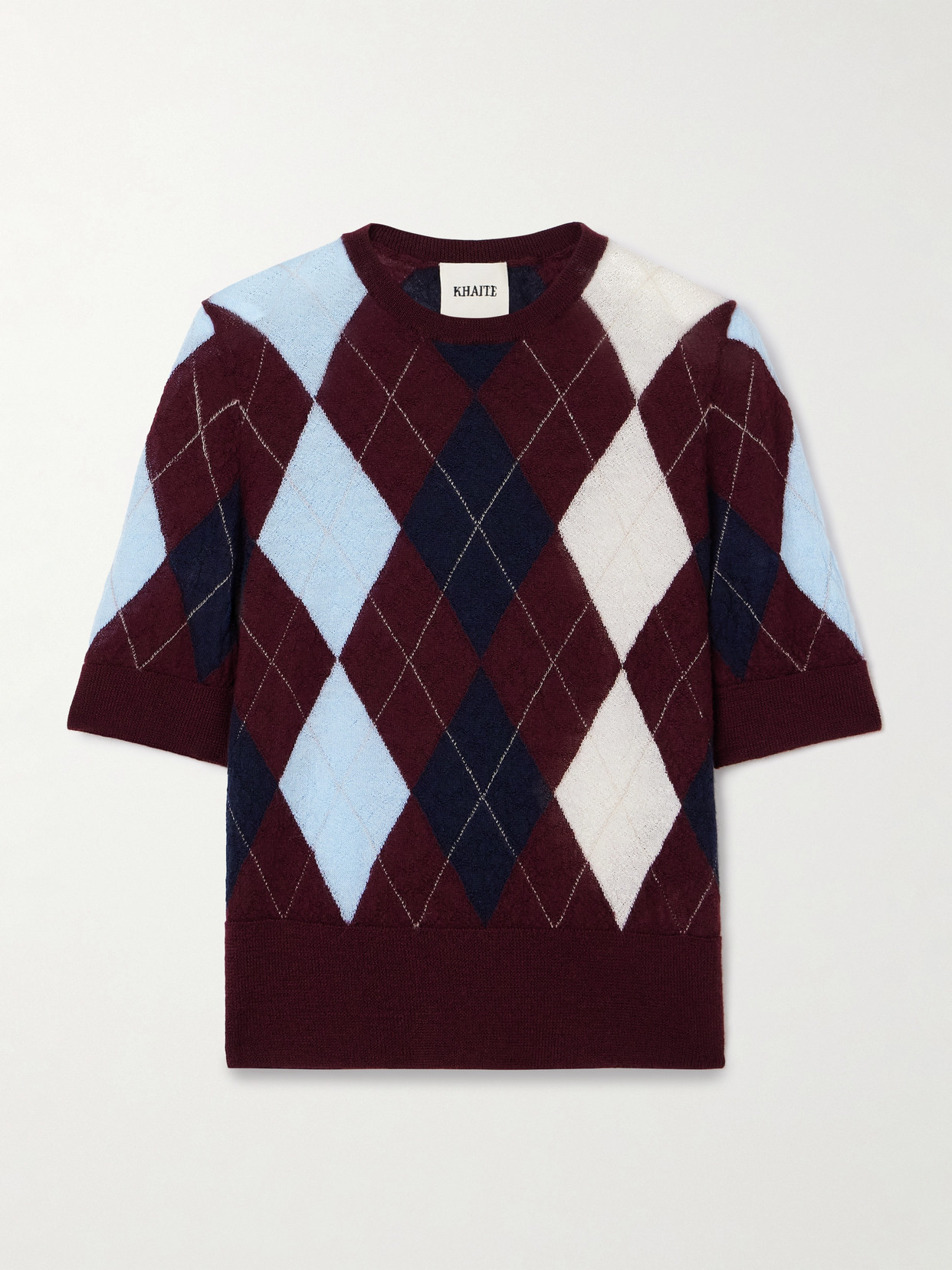 Khaite Anders Argyle Cashmere And Mohair-blend Sweater In Burgundy