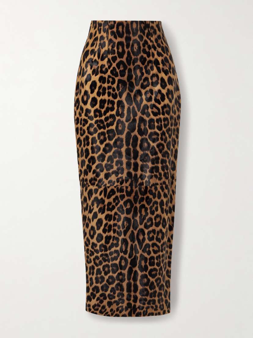 Khaite Loxley Leopard-print Calf Hair Maxi Skirt