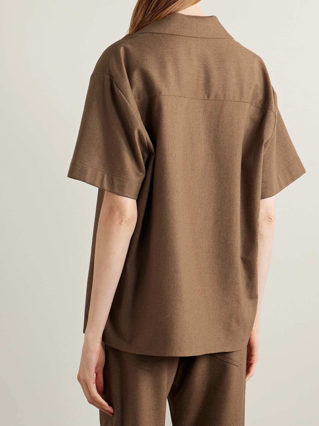 Khaite Short-sleeve Pocket Shirt In Brown