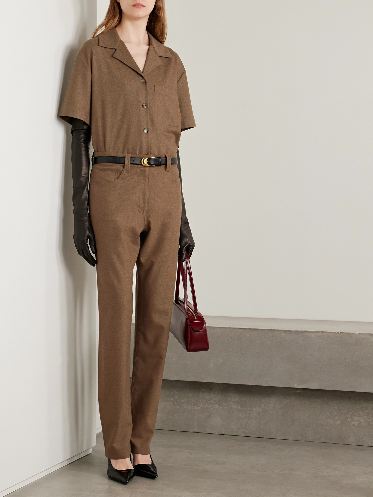Khaite Short-sleeve Pocket Shirt In Brown