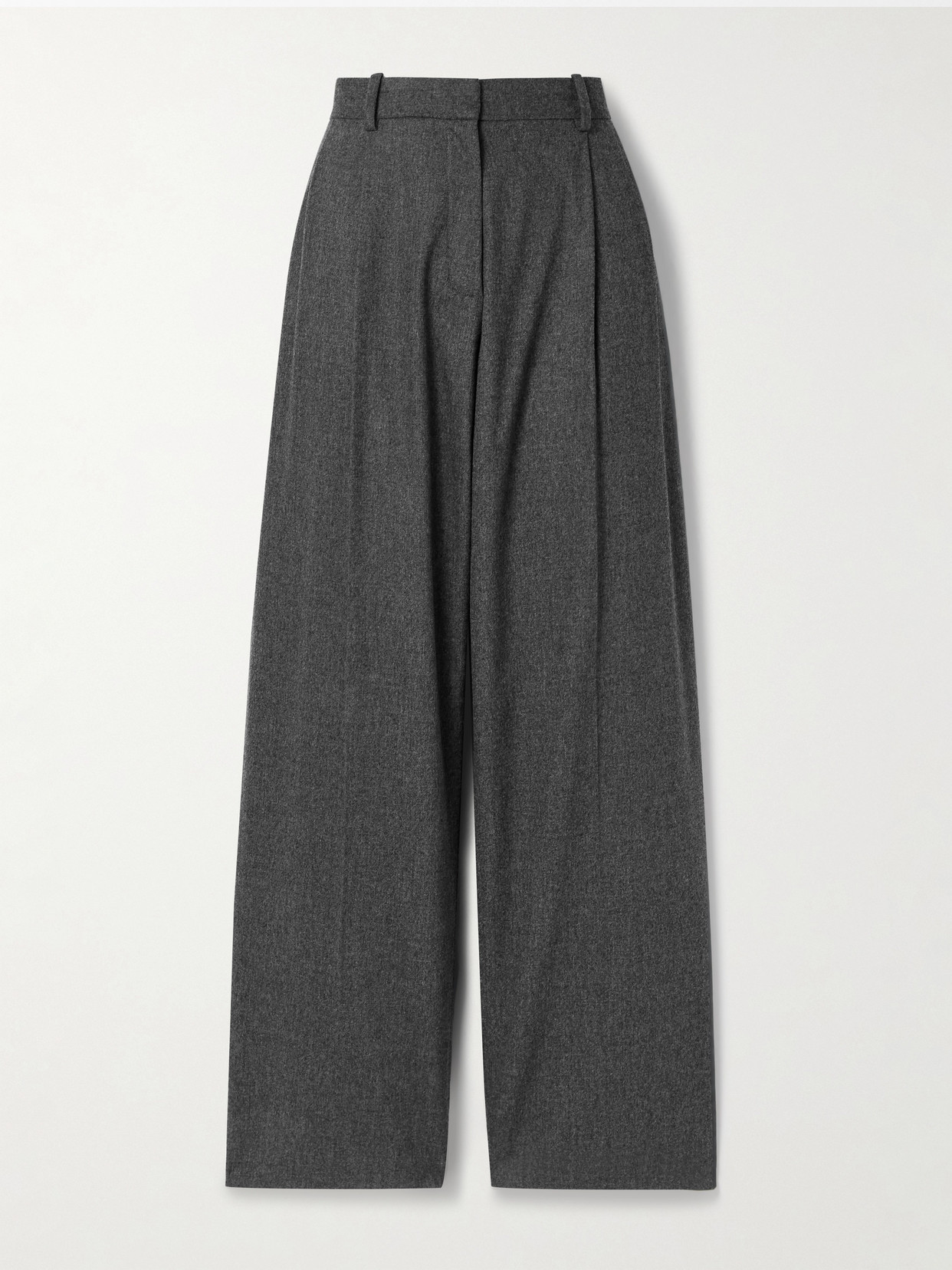 Khaite August Pleated Wool Straight-leg Pants In Gray