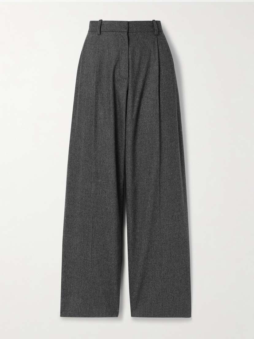 Khaite August Pleated Wool Straight-leg Pants