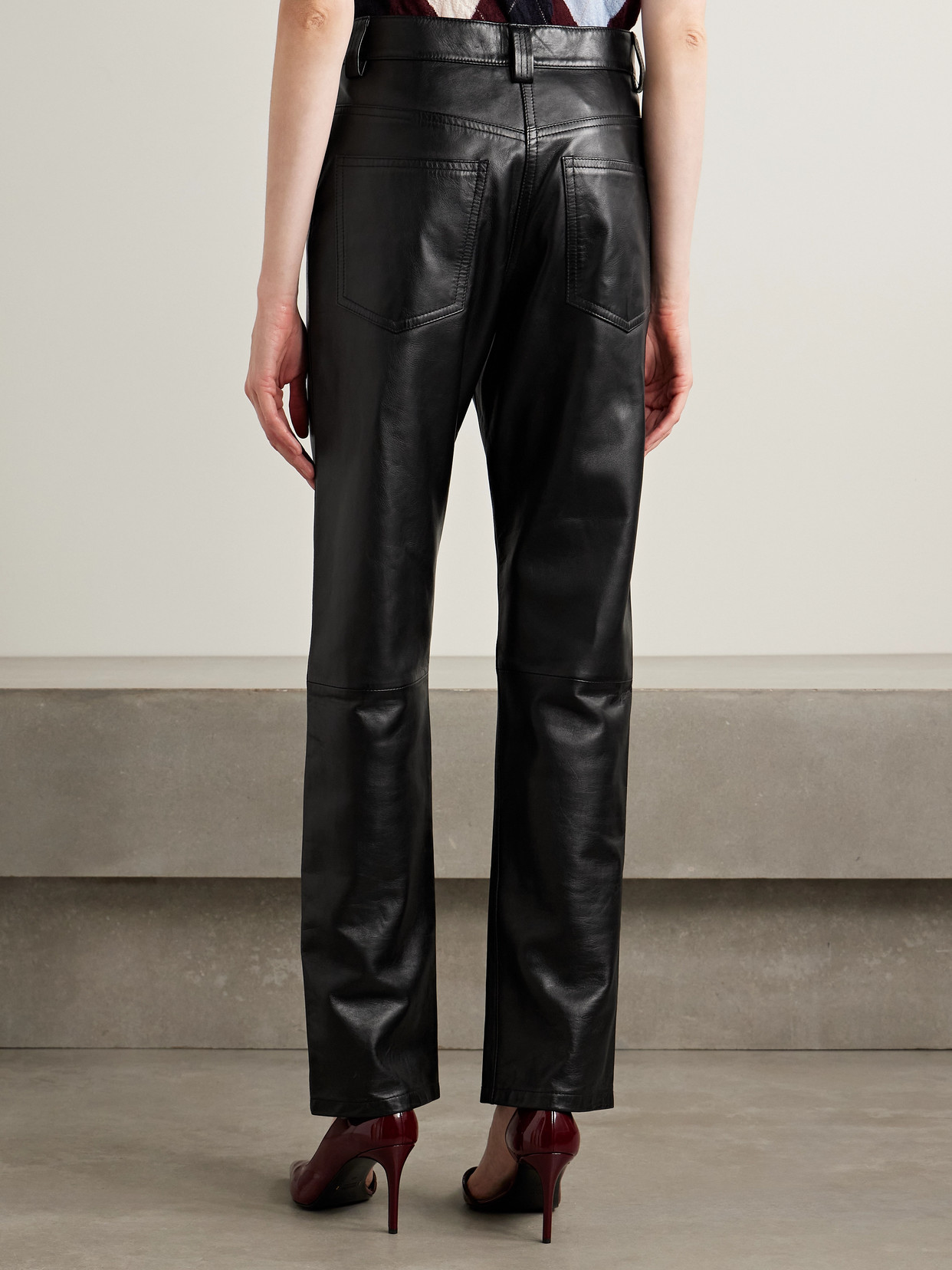 Khaite Callum Mid-rise Leather Straight-leg Pants In Black