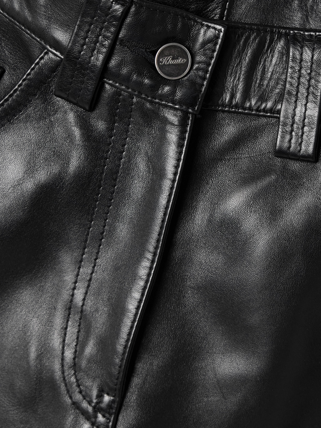 Khaite Callum Mid-rise Leather Straight-leg Pants In Black