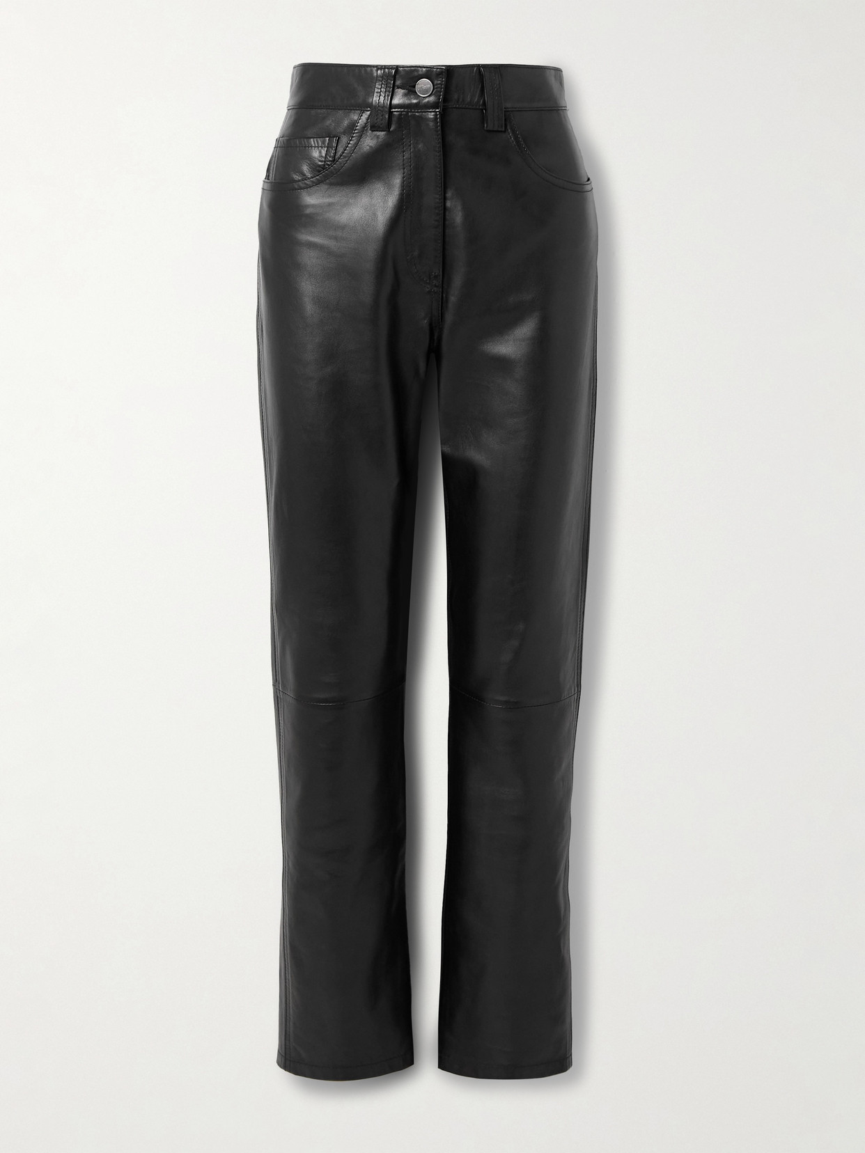 Khaite Callum Leather Straight-leg Pants In Black