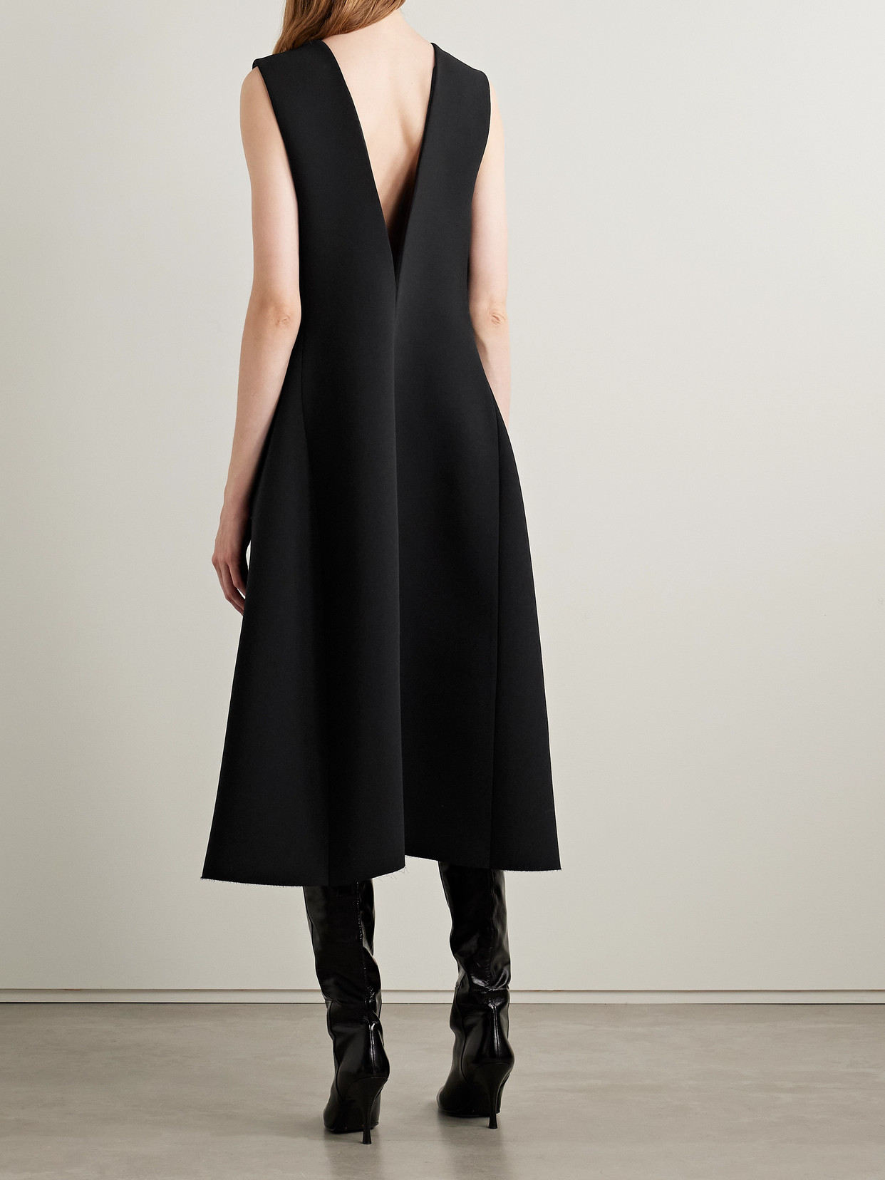 Khaite Medow Crepe Midi Dress In Black