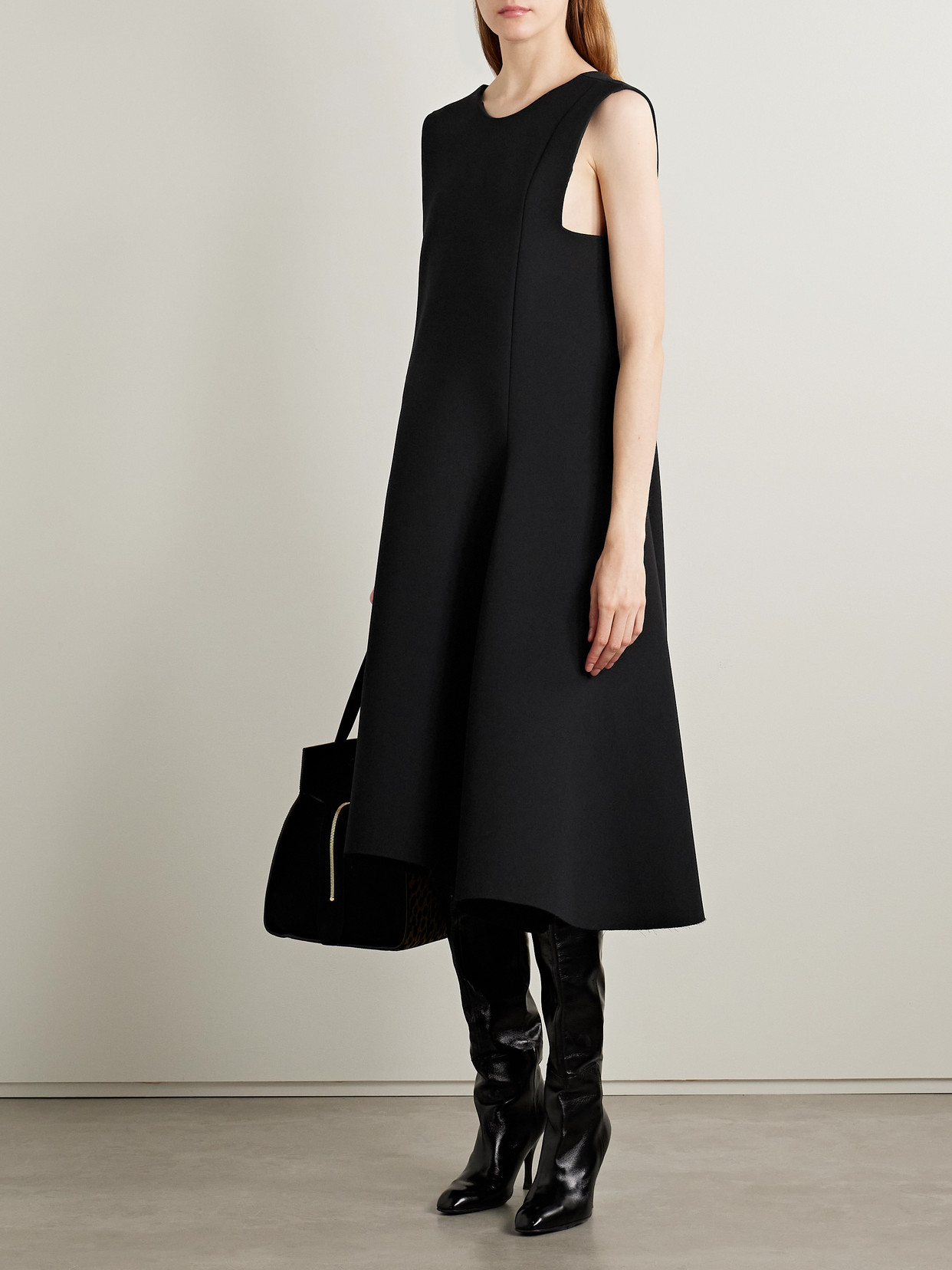 Khaite Medow Crepe Midi Dress In Black